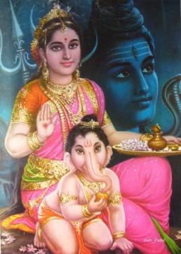 Ganesha, Shiva and Parvati